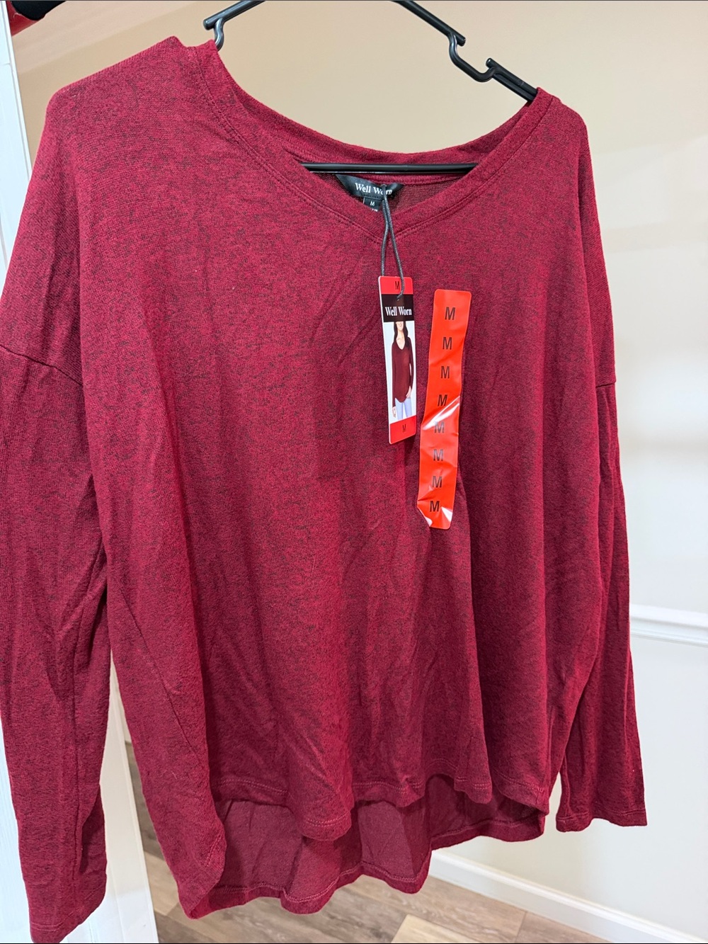 Well Worn Women's Maroon Long Sleeve Top